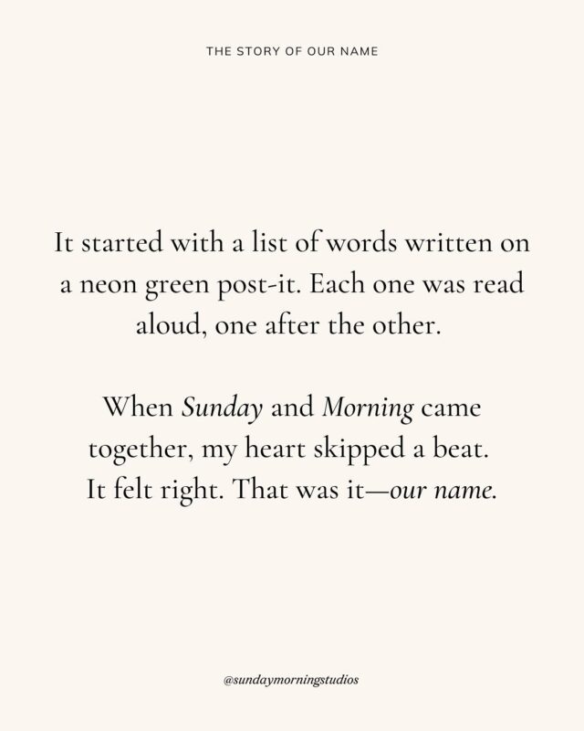 The story of our name— Sunday Morning Studios.😌